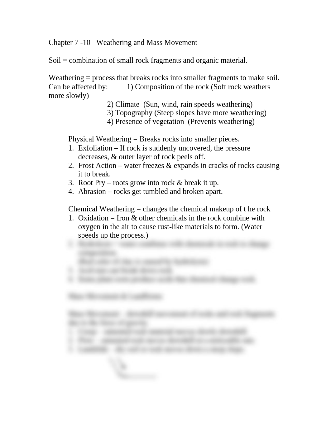 ES Chapter 7-8  Weathering and Mass Movement Notes_do41nw27g28_page1