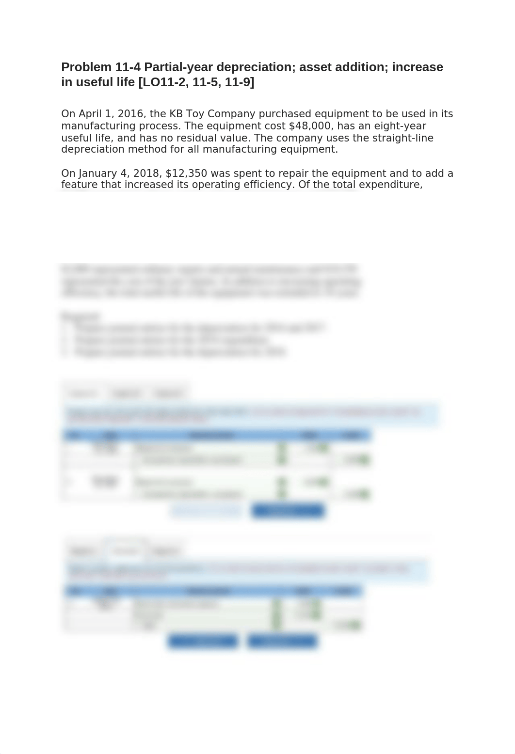 Problem 11-4 Partial-year depreciation; asset addition; increase in useful life .docx_do42uaiz35a_page1