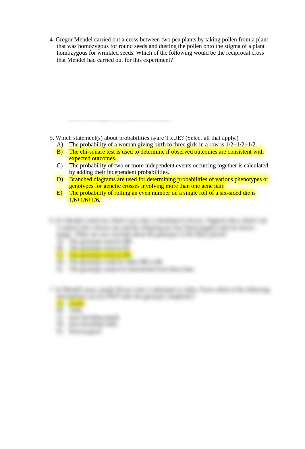 Genetics Sample questions - Ch 3(Mendel), 5(non-Mendilian), 8 (Chromosomes)+Ansewrs.pdf_do4gy1606cn_page2