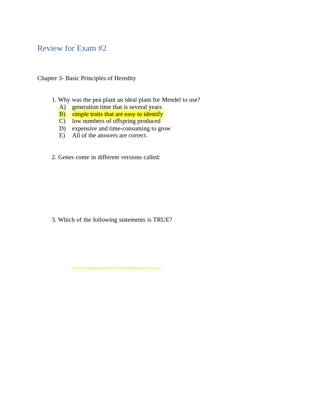 Genetics Sample questions - Ch 3(Mendel), 5(non-Mendilian), 8 (Chromosomes)+Ansewrs.pdf_do4gy1606cn_page1