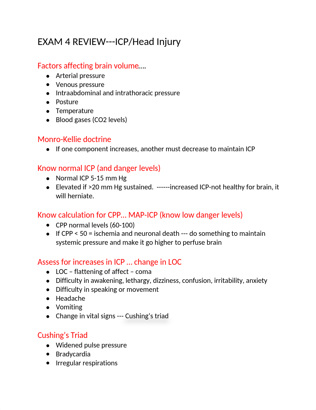 EXAM 4 REVIEW : Head injury.docx_do6c1nx05qr_page1