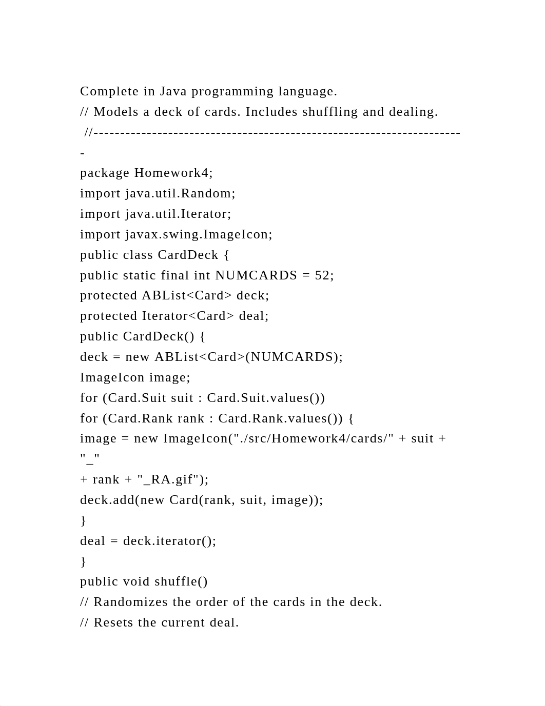 Complete in Java programming language. Models a deck of cards. I.docx_do7afj0aspi_page2