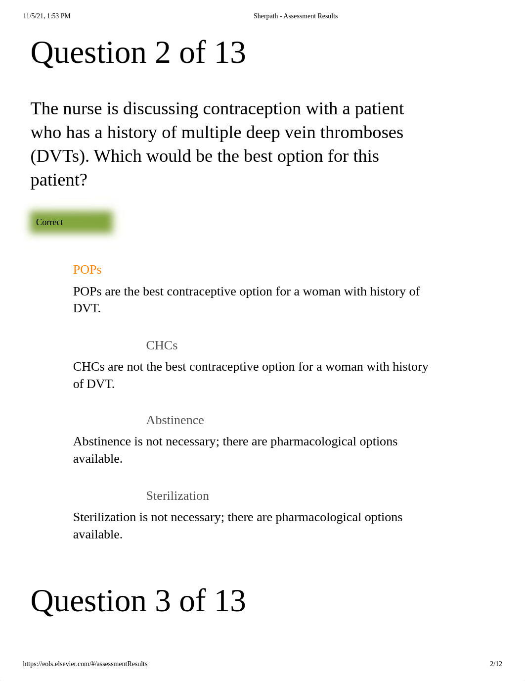 week 13 reproductive drugs Contraceptive drugs Lesson Sherpath - Assessment Results.pdf_do7y01axkq3_page2