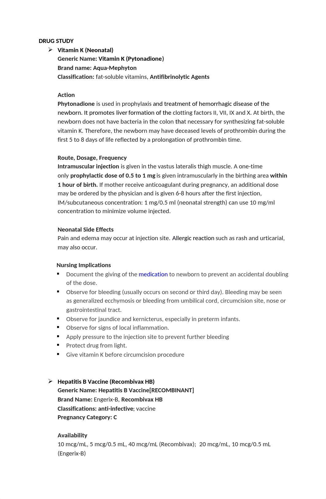Drug Study (Vitamin K, Hepa B, BCG, Erythromycin Eye Ointment, Chlorhexidine).docx_do81mct406q_page1
