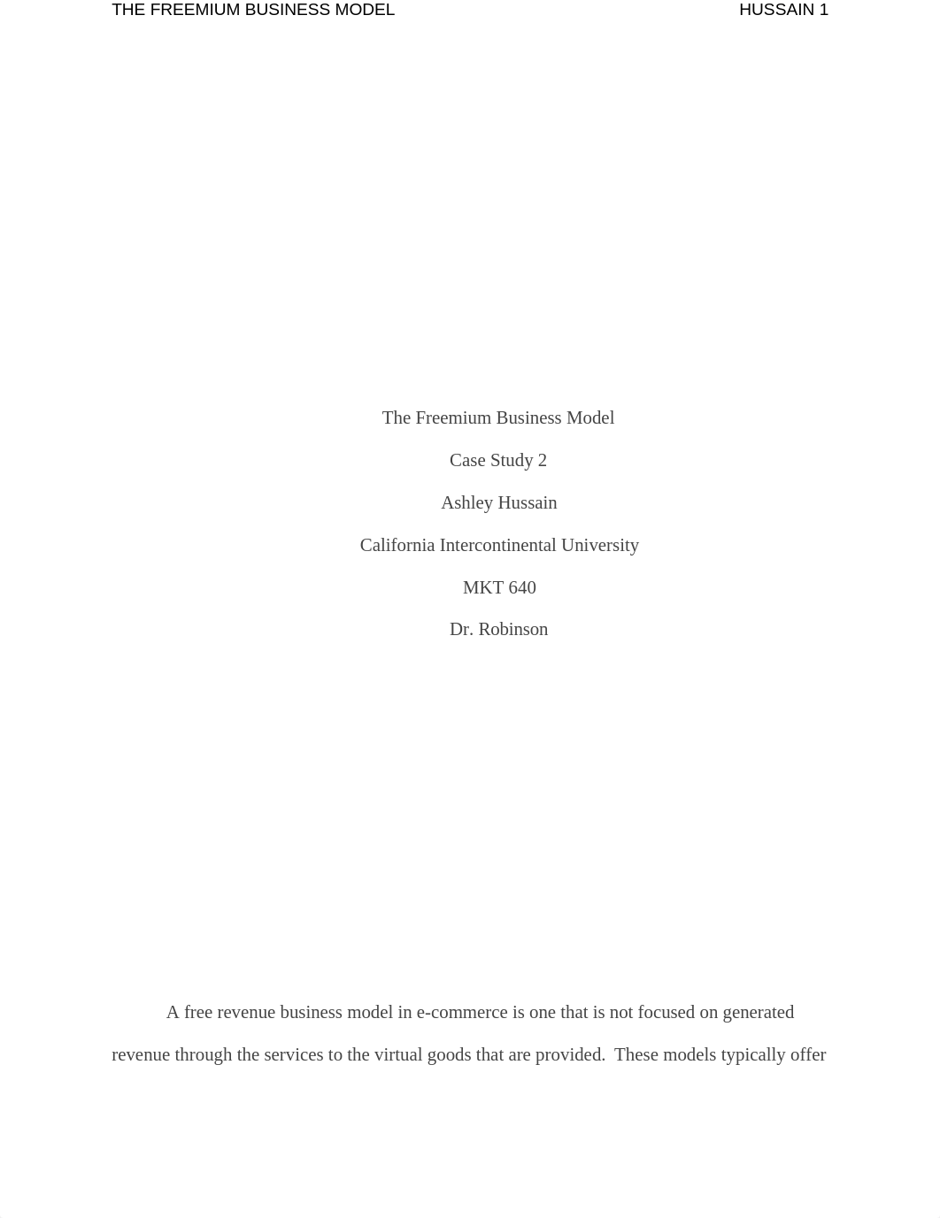 The Freemium Business Model CASE STUDY 2 MKT 640_do8438masgq_page1