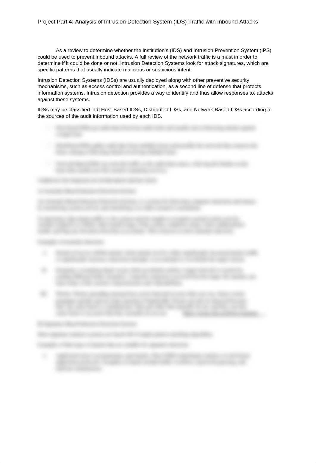 Project Part 4 Analysis of Intrusion Detection System_do885ehvsw7_page1