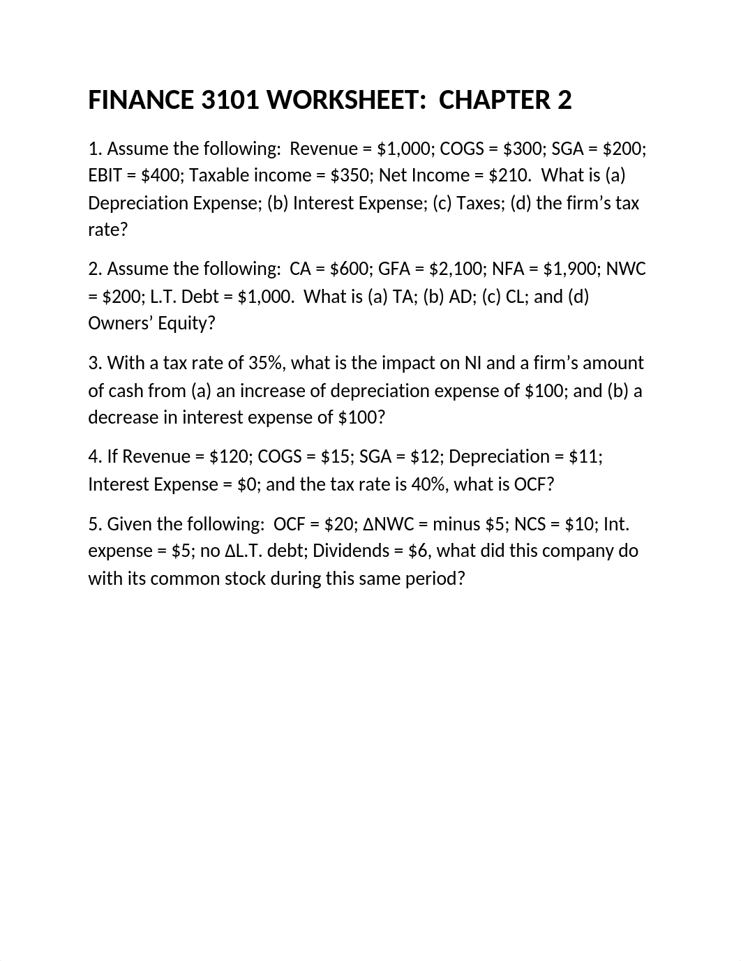 Worksheets Finance 3101 Chapters 2,10,11,9_do8dqovp7cz_page1