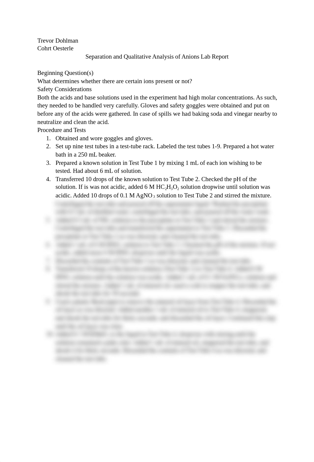 Separation and Qualitative Analysis of Anions Lab Report.docx_do8xnh4dh4u_page1