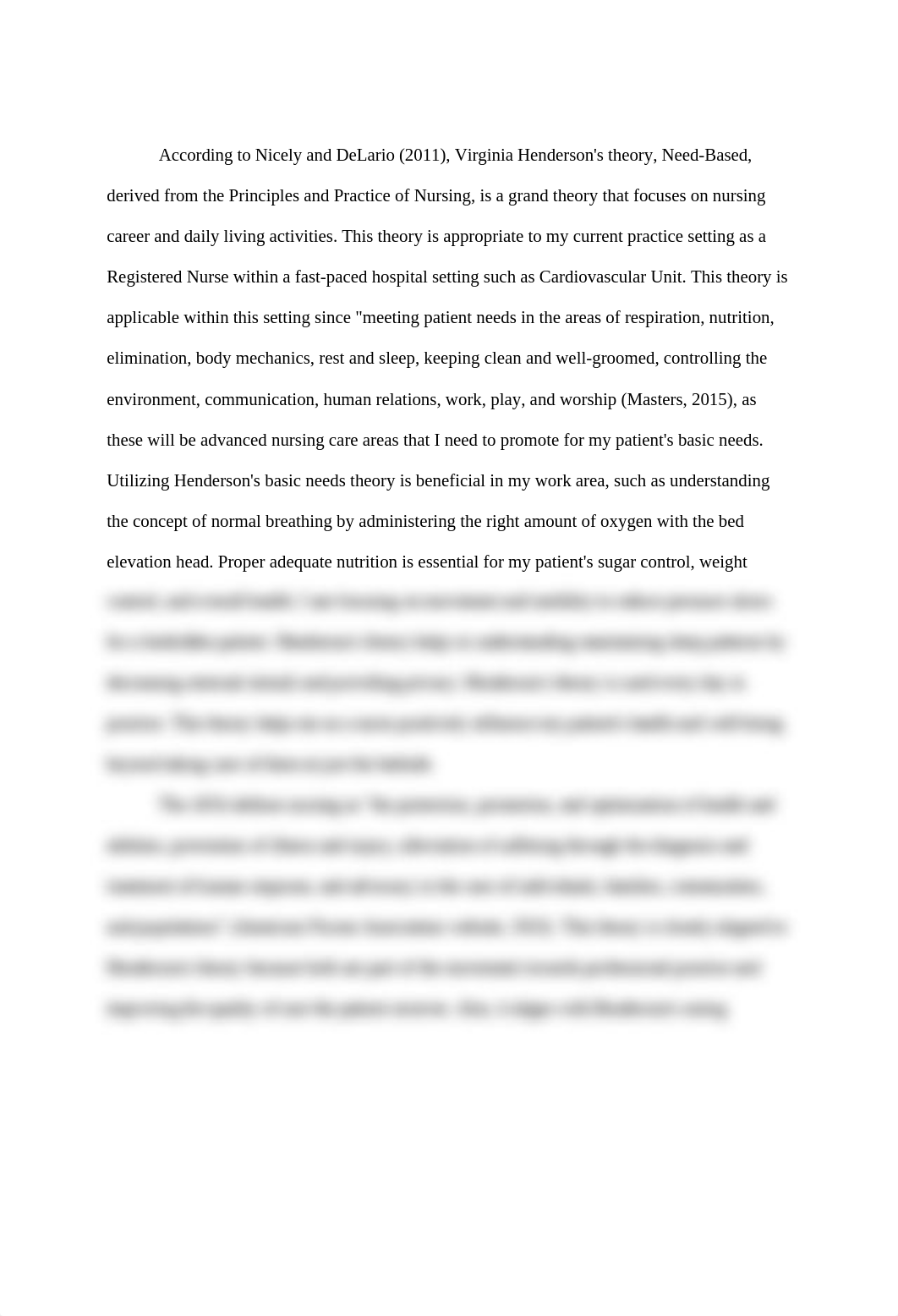 Henderson believed nurses have the responsibility to assess the needs of the individual patient.docx_do8y91h3gk7_page1