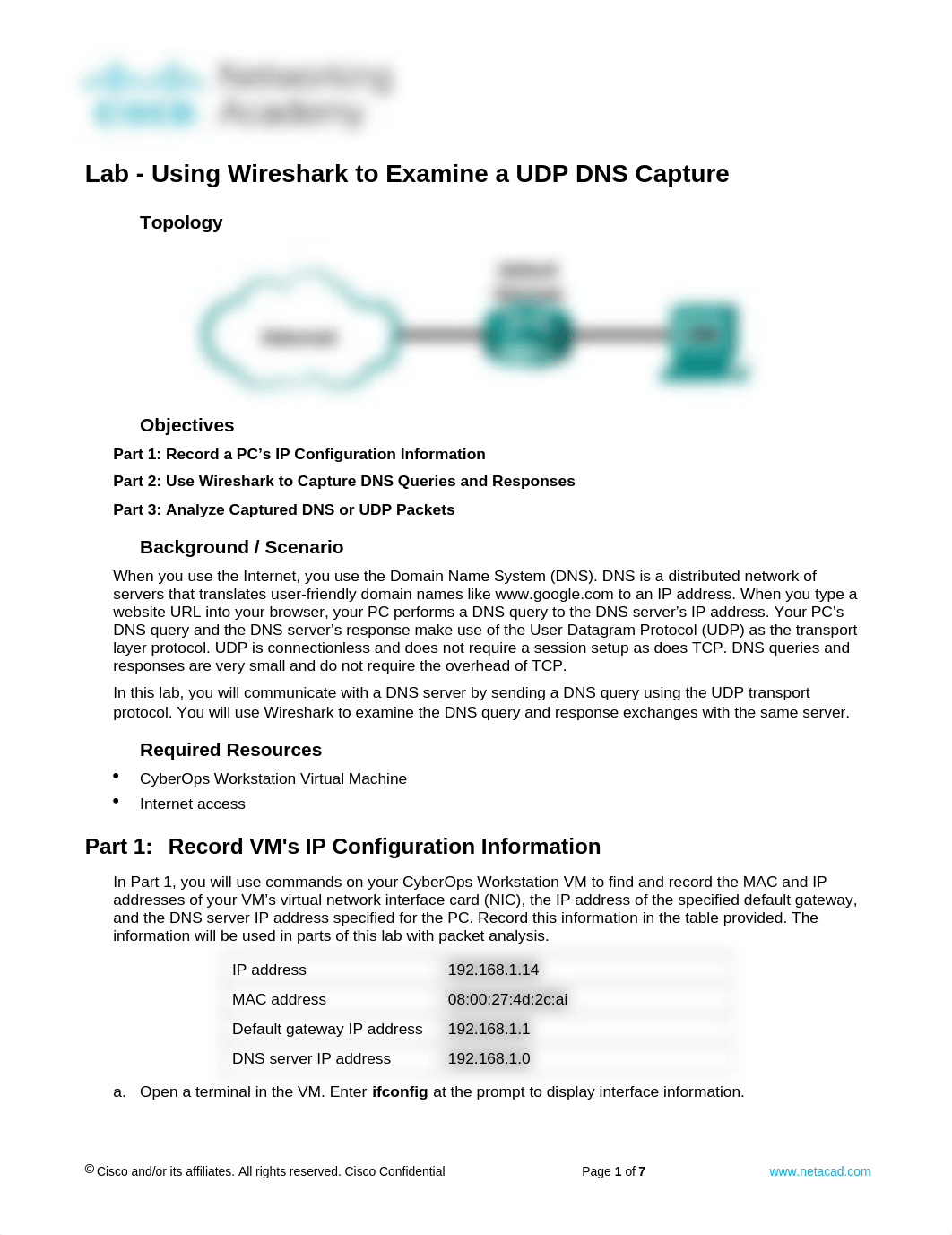 4.6.2.7 Lab - Using Wireshark to Examine a UDP DNS Capture.docx_do9rkr0y8rz_page1