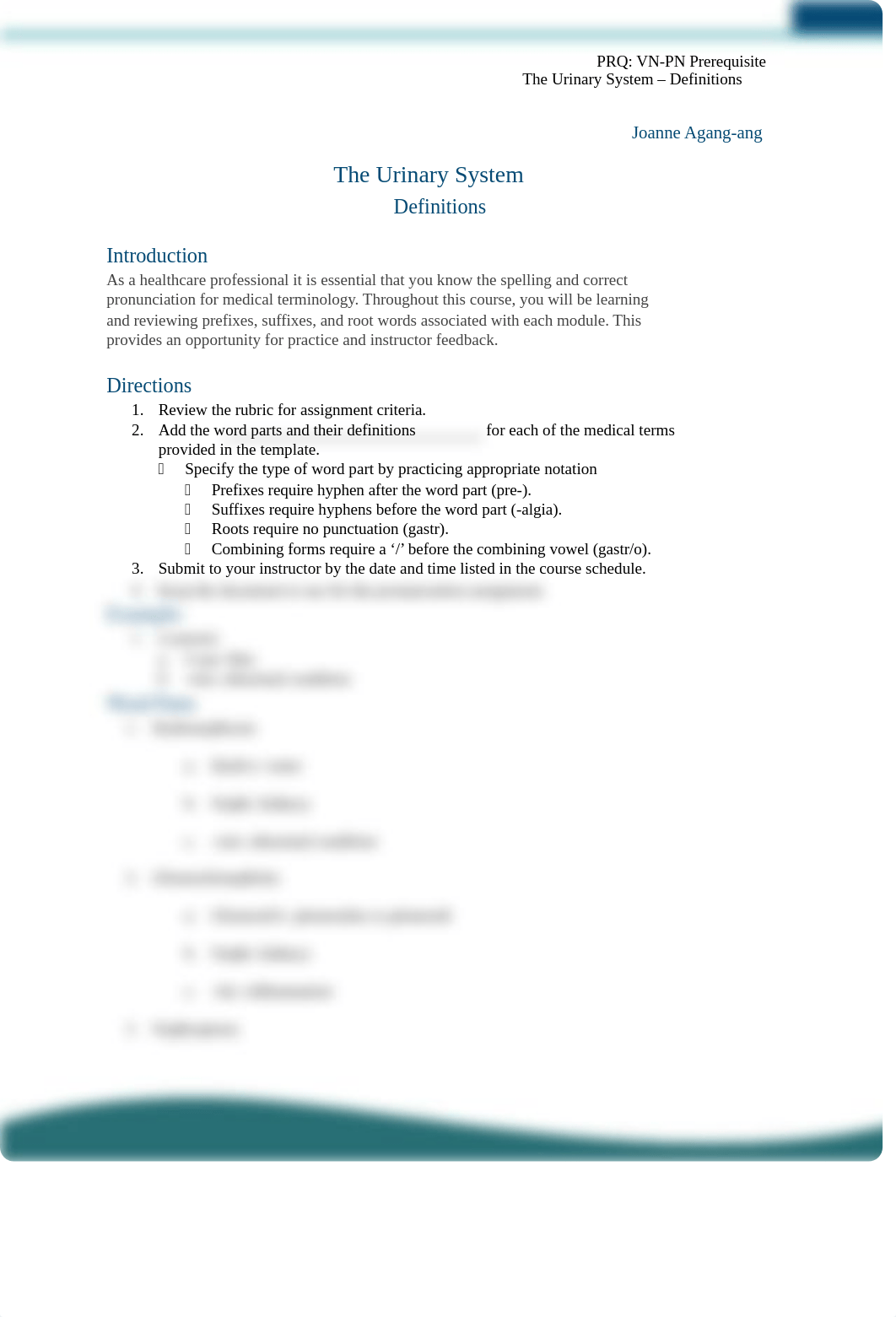 Assignment Definitions (Ch. 9 - Urinary System)Joanne AgangAng.docx_doaawtxzwtu_page1