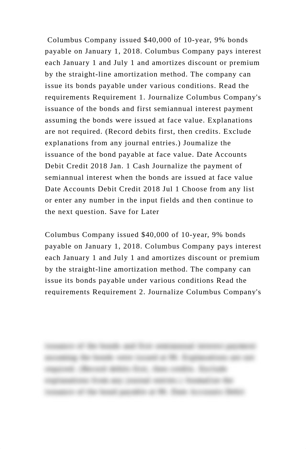 Columbus Company issued $40,000 of 10-year, 9 bonds payable on Janua.docx_doakyshpt1e_page2