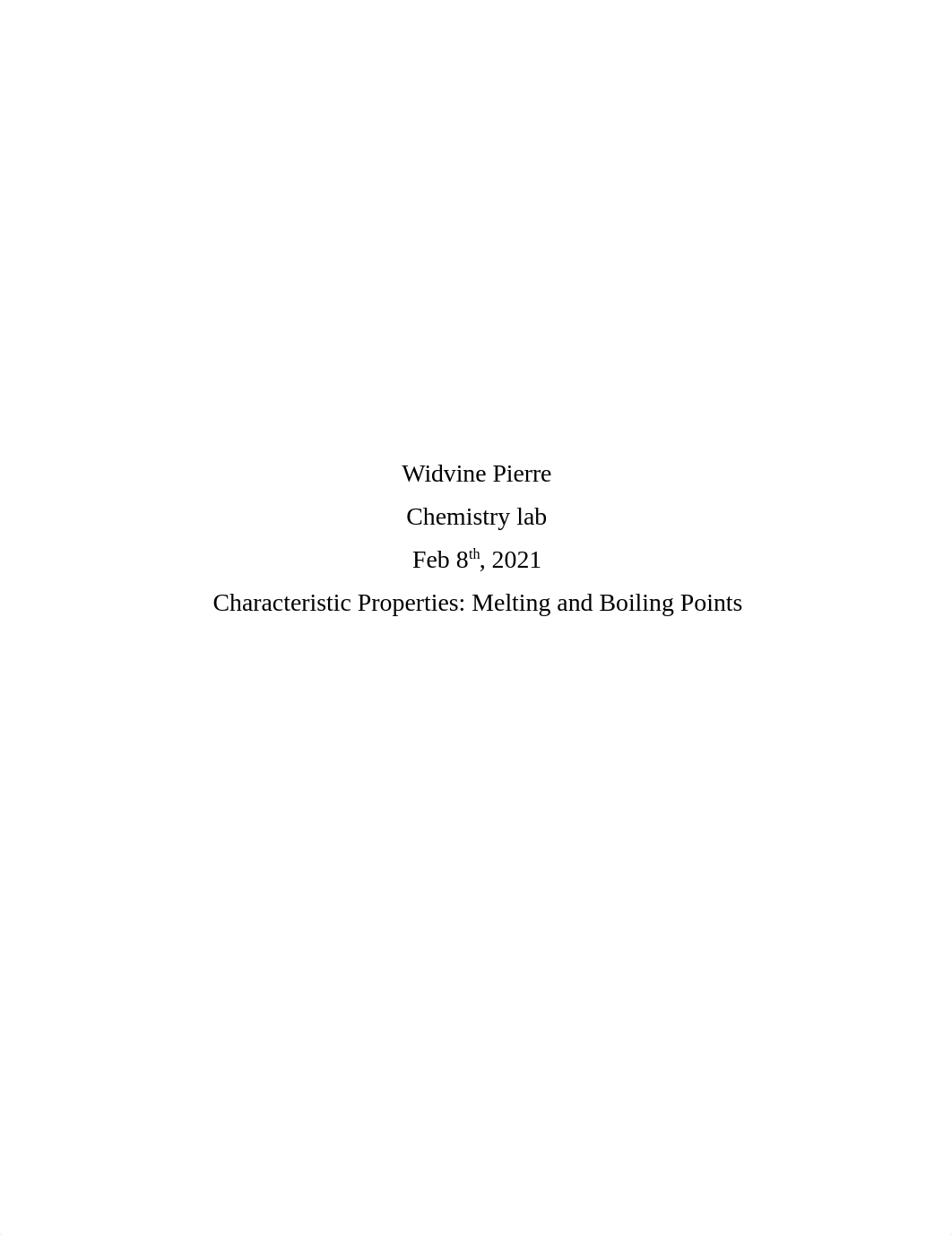Widvine P.' s Characteristic Properties Melting and Boiling Points - Lab Questions online class .doc_doc0o9bmdf3_page1