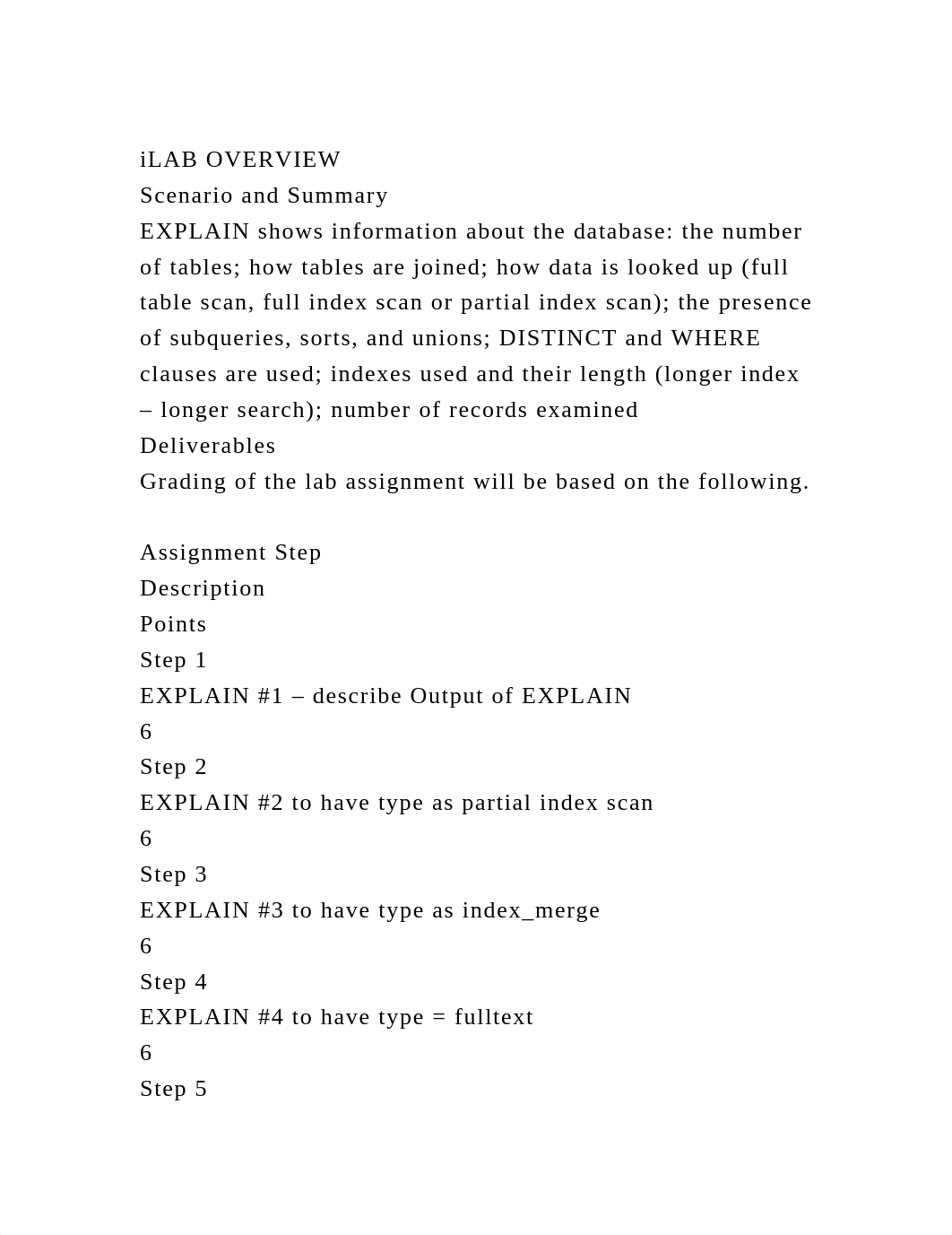 iLAB OVERVIEW Scenario and Summary EXPLAIN shows information abo.docx_docc0wbkkjq_page2