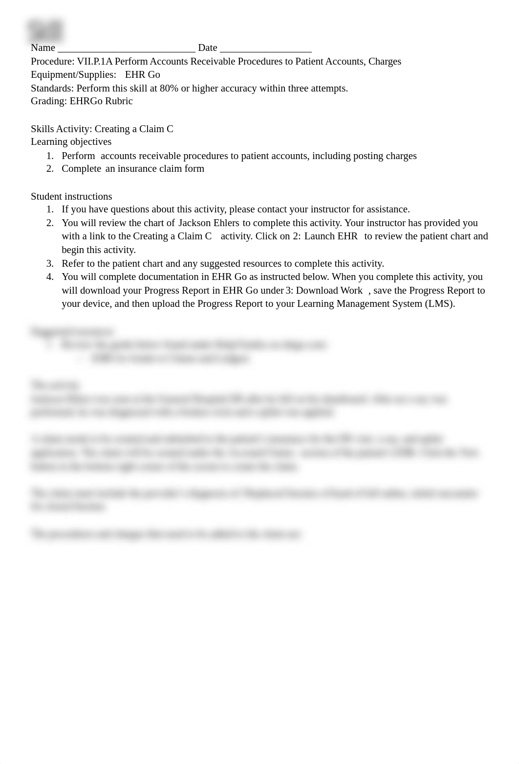 VII.P.1A Perform Accounts Receivable Procedures to Patient Accounts, Charges.doc_docrjmlw6hj_page1