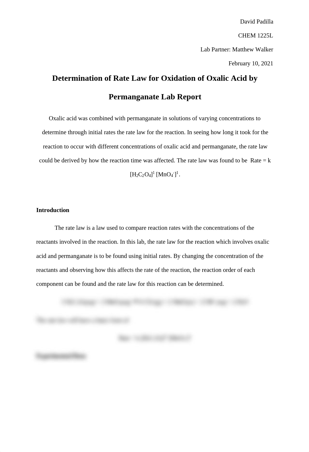 Determination of Rate Law for Oxidation of Oxalic Acid by Permanganate Lab Report-converted.pdf_dodf2tb1nk7_page1