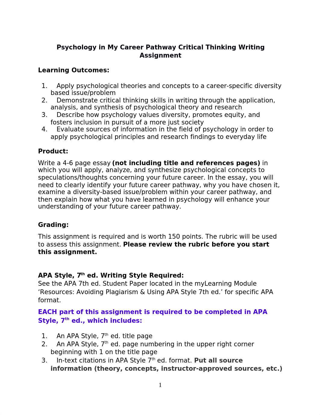 PSY 1010 Psychology in My Career Pathway Critical Thinking Writing Assignment Fall 2022 - 7.25.2022_dodgbdabbmt_page1