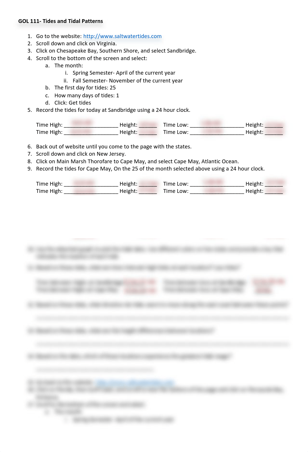 GOL 111 Lab Tides and Tidal Patterns All semesters.pdf_dodi3prbw7r_page1