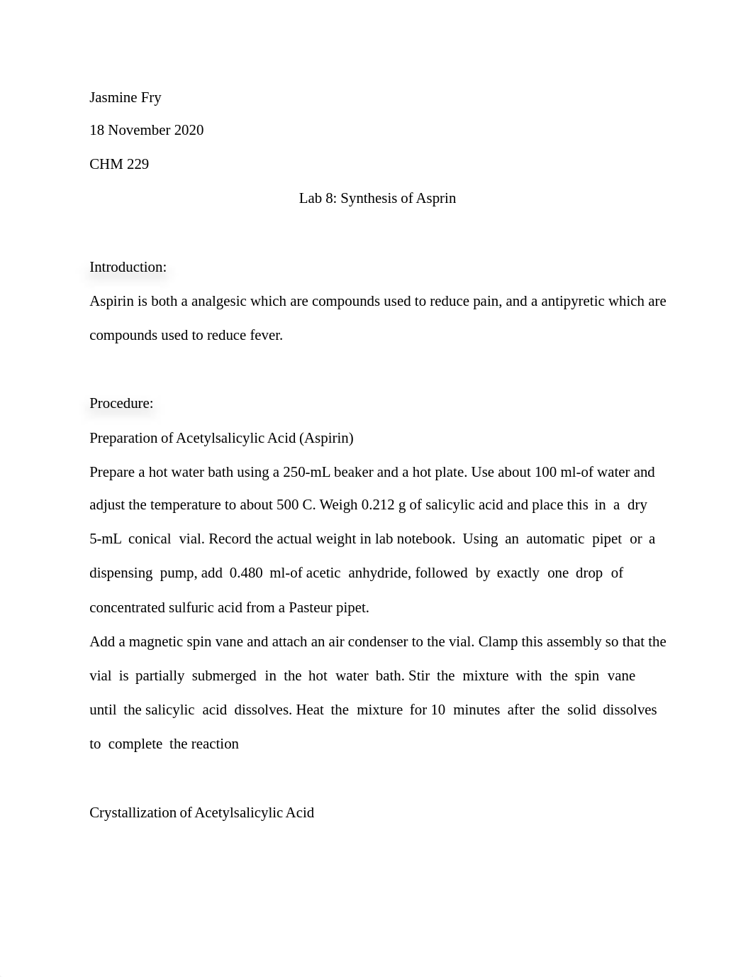 CHM 229- Lab 8 Synthesis of Asprin.docx_doeiyshp6yt_page1