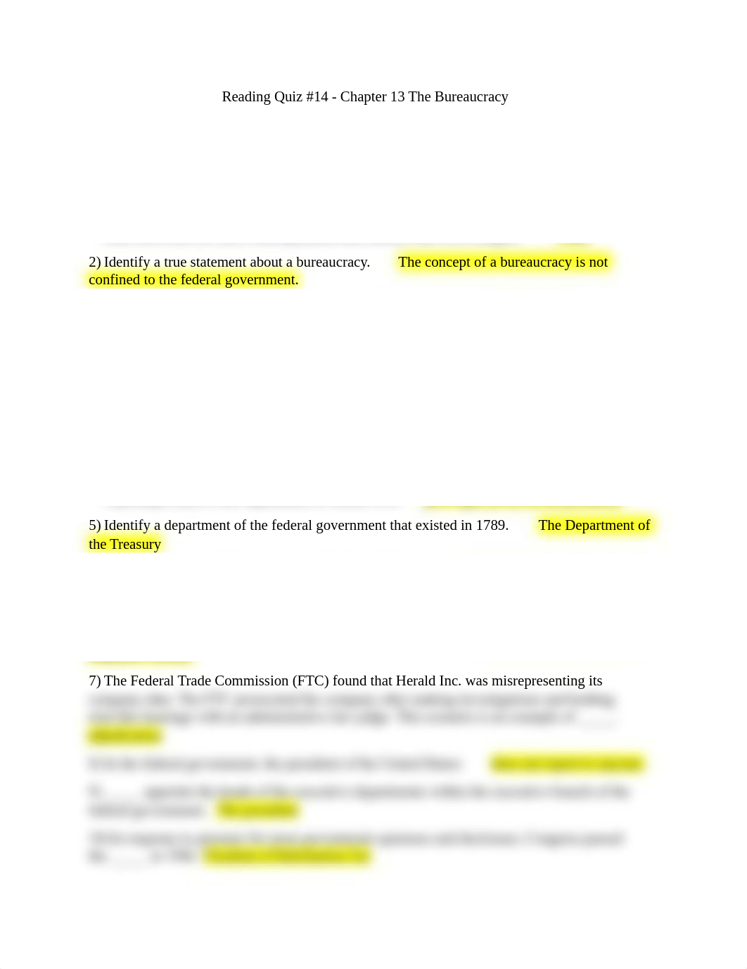 American Government Reading Quiz #14 - Chapter 13 The Bureaucracy.docx_doeph9brqb6_page1