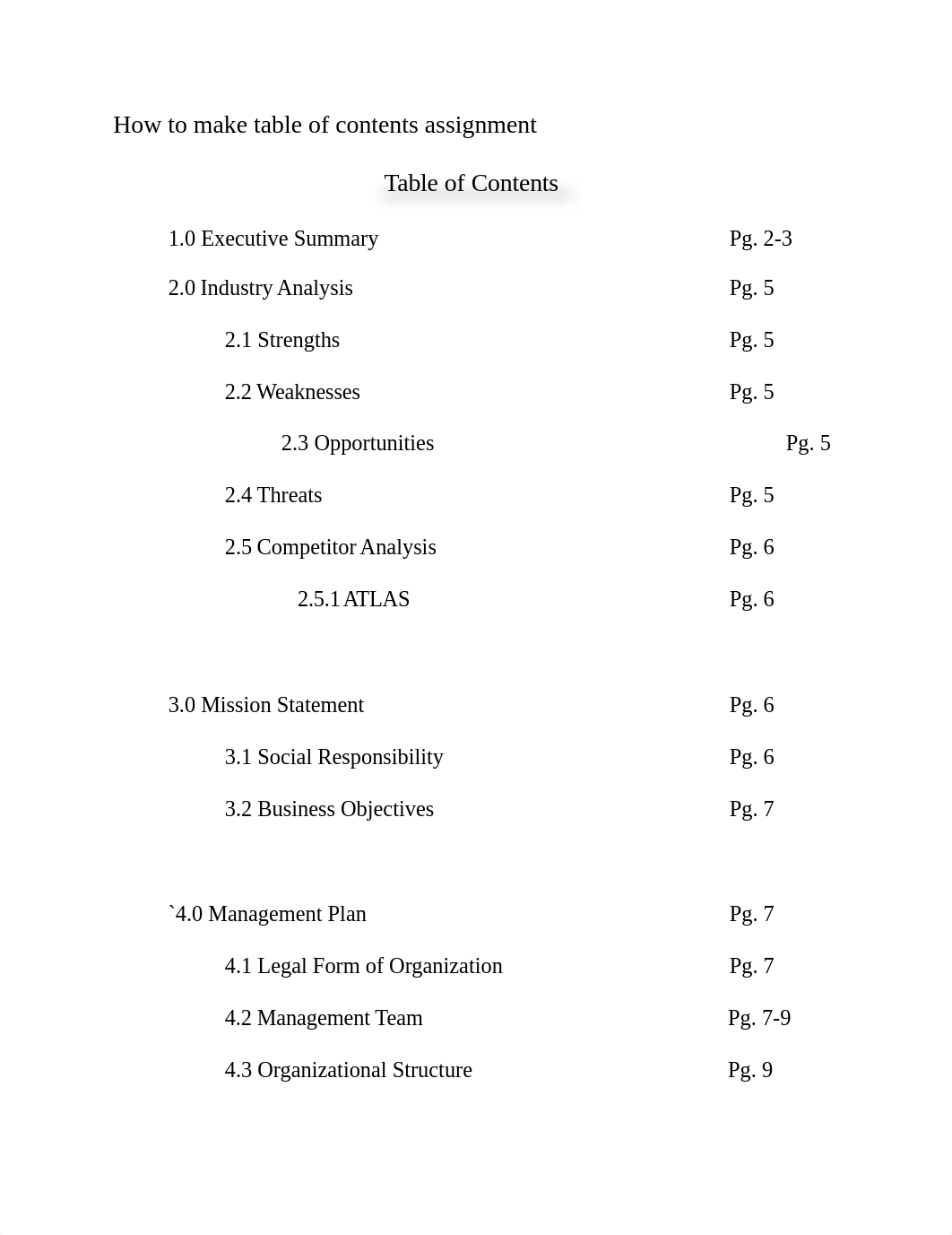 How to make table of contents assignment_doey3slxz0z_page1