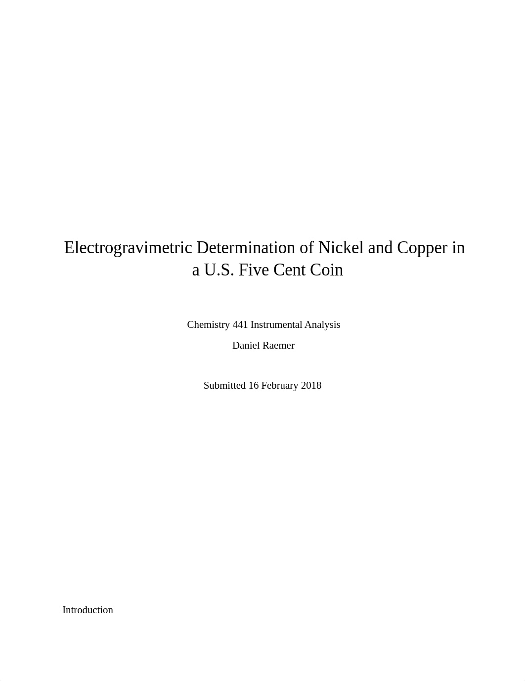 Chem441Electrogravimetric Determination of Nickel and Copper in a U.docx_doeyfnlxbsk_page1