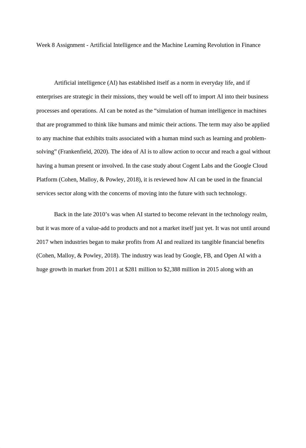 Week 8 Assignment - Artificial Intelligence and the Machine Learning Revolution in Finance_2.docx_dofvk7rtg7i_page1