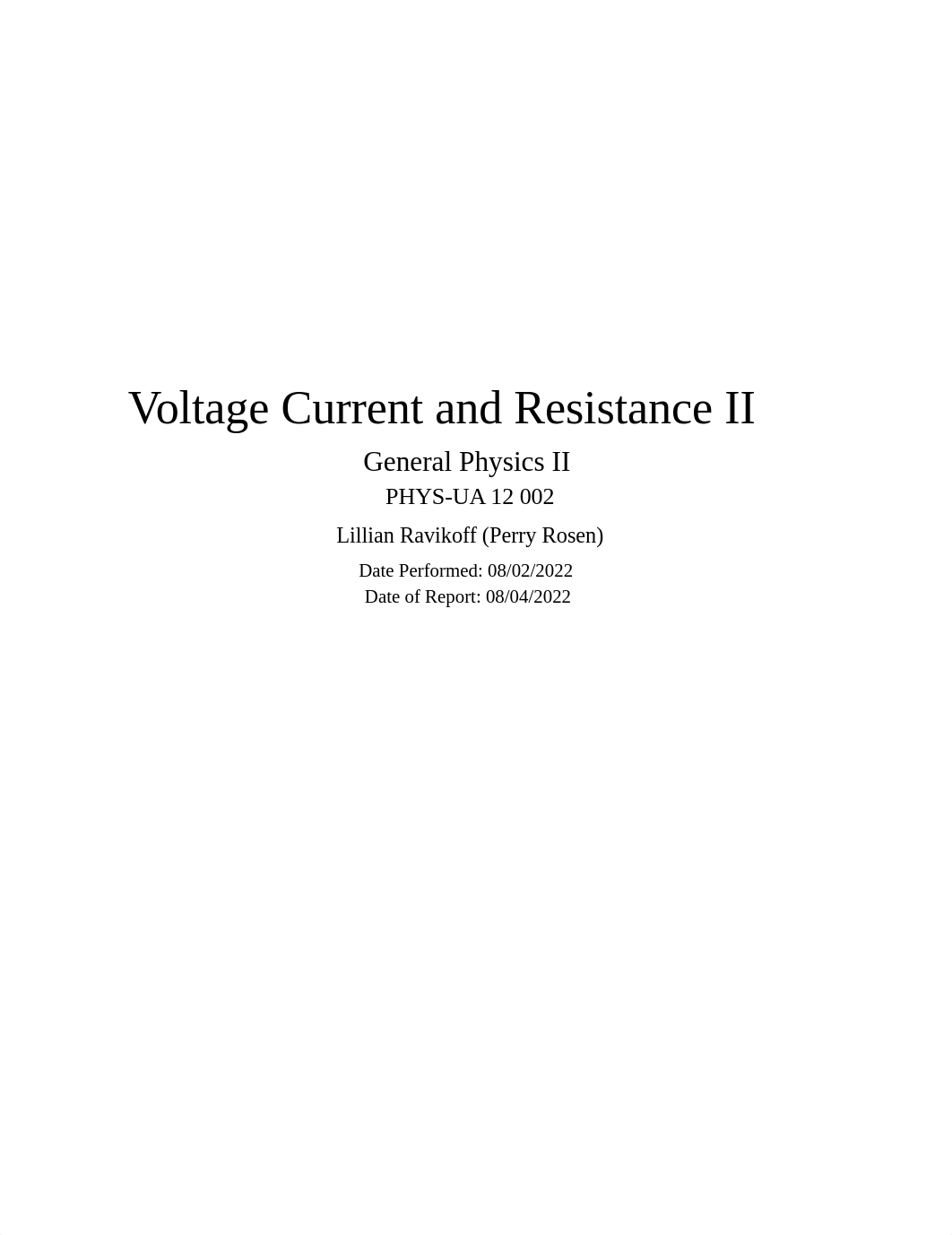 Voltage Current and Resistance II Lab Report.pdf_dogu0vmpsg8_page1