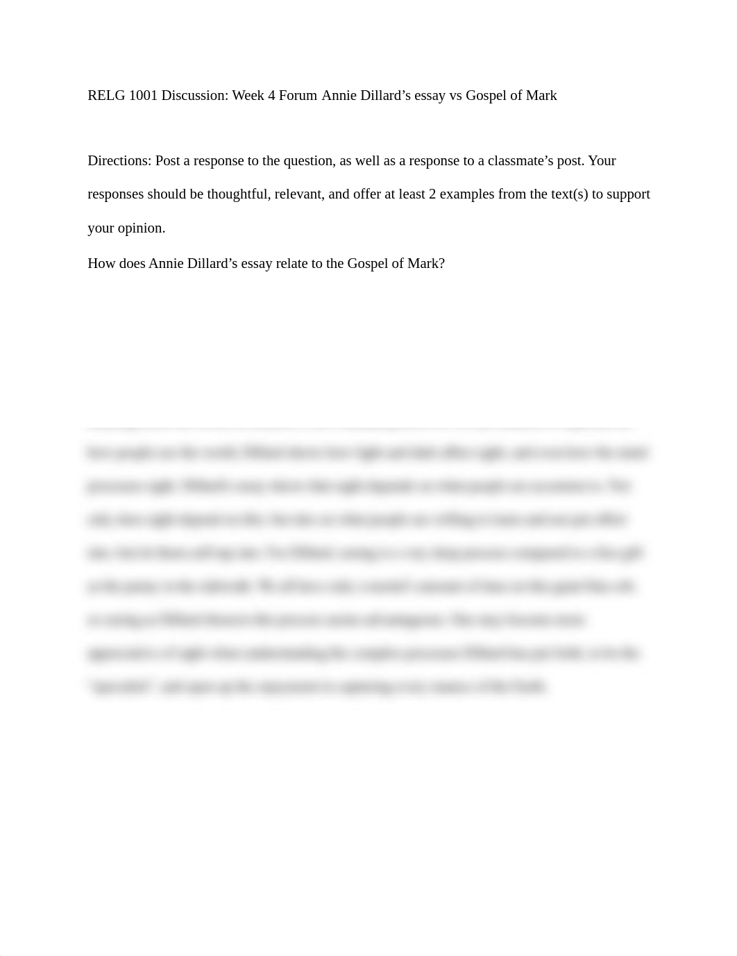 RELG 1001 Discussion Week 4 Forum  Annie Dillard vs The Gospel of Mark_dogxobkh7sq_page1