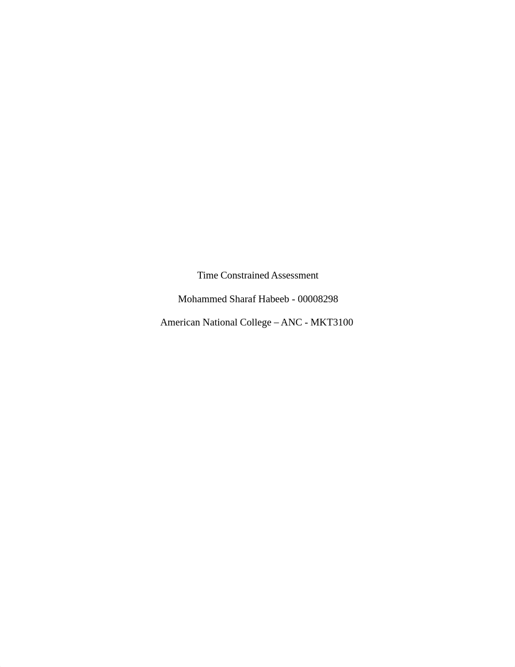 Time Constrained Assessment - 00008298 - Mohammed Sharaf Habeeb.docx_doh8uknxqp4_page1