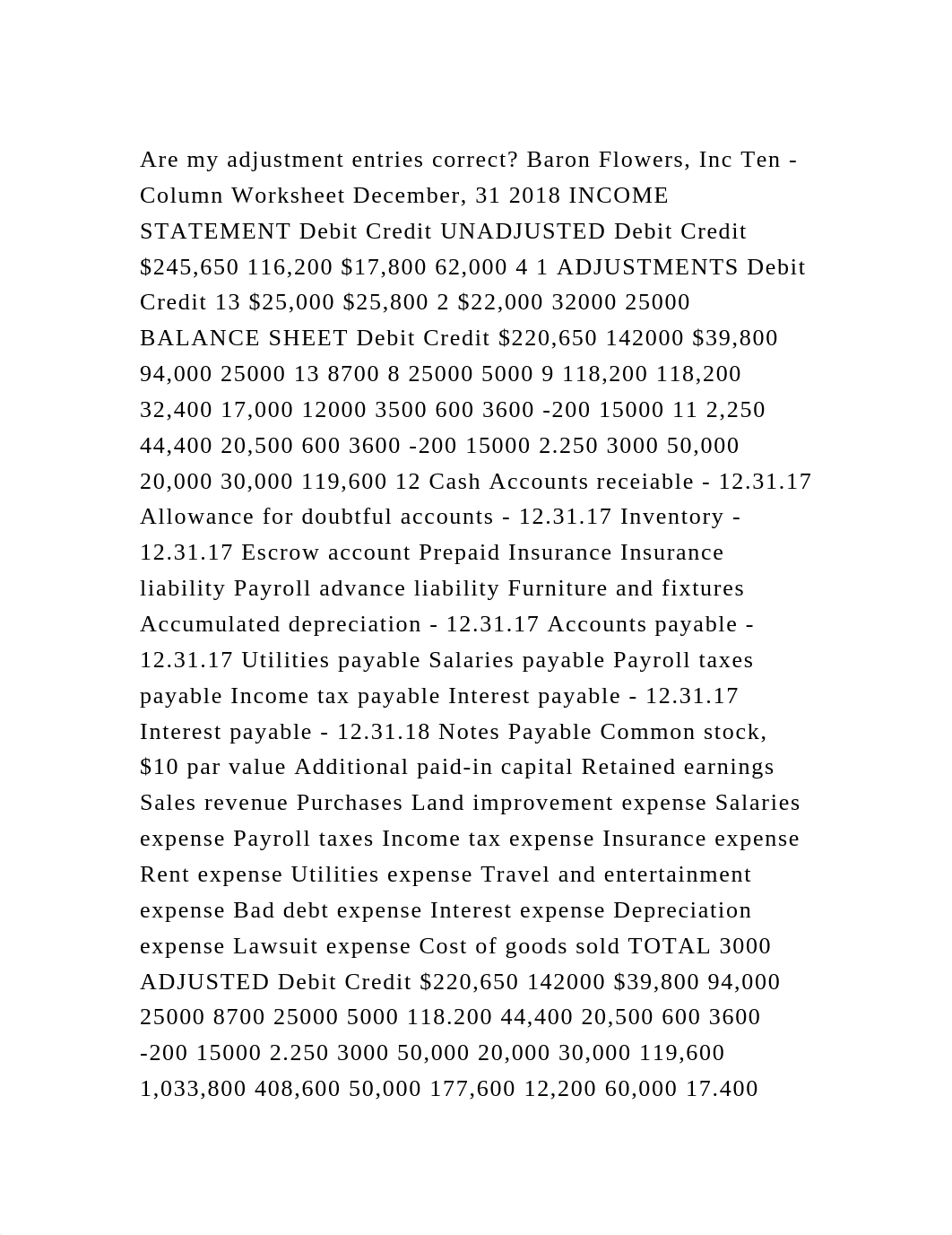 Are my adjustment entries correct Baron Flowers, Inc Ten - Column W.docx_dohdvpkhrxh_page2