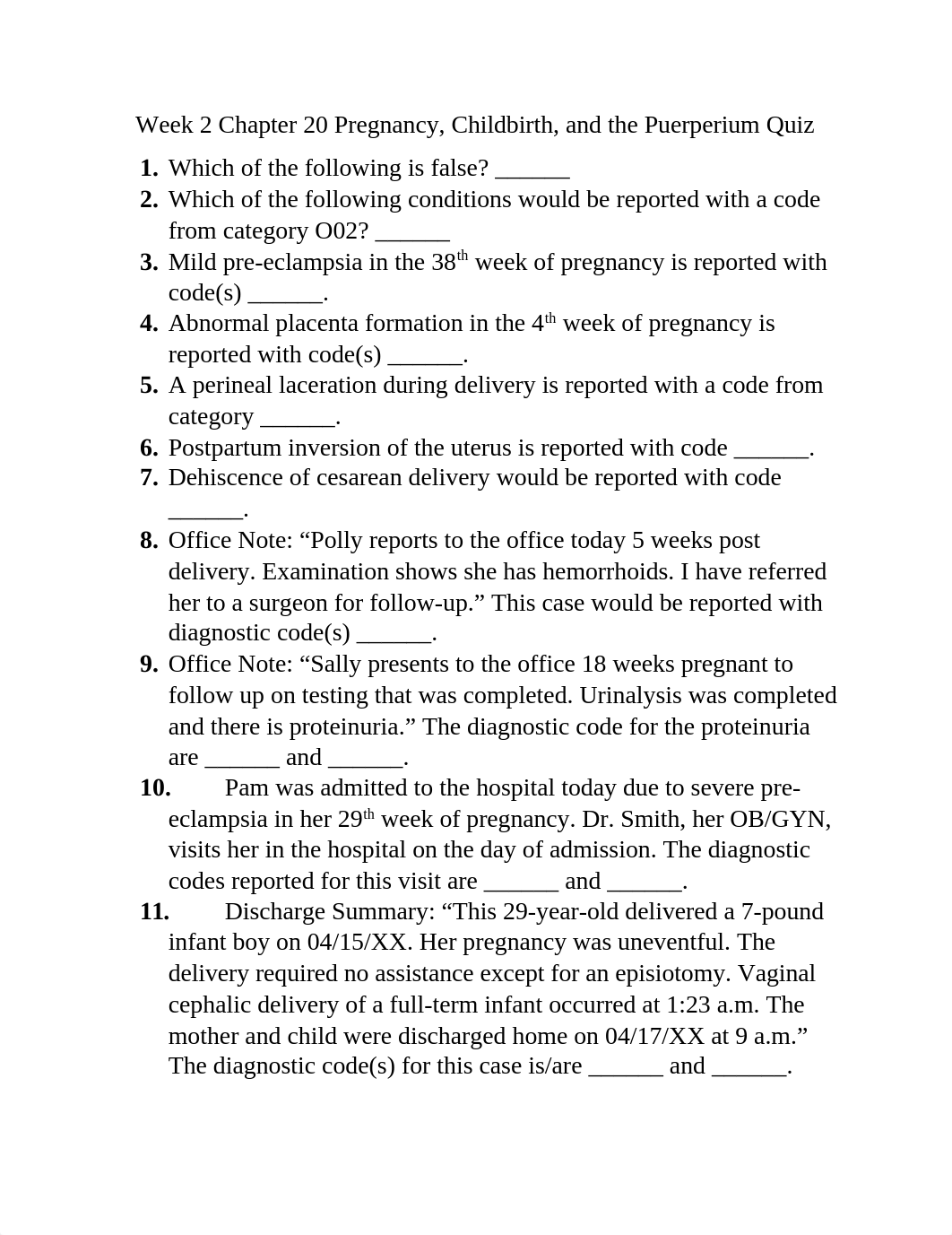 Week 2 Chapter 20 Pregnancy, Childbirth, and the Puerperium Quiz.docx_doi7fj1u06l_page1