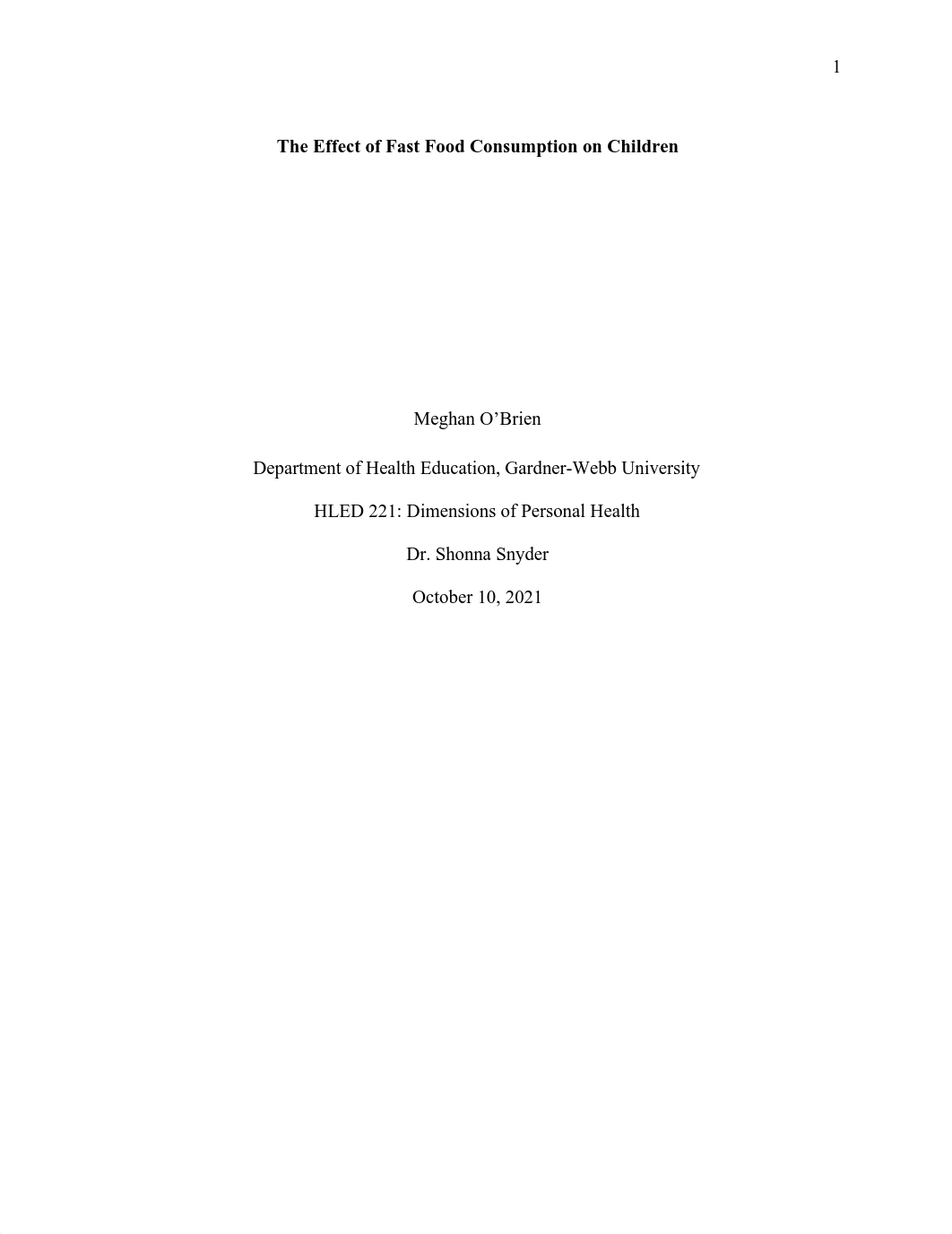 The Effect of Fast Food Consumption on Children.pdf_doiquvbh57t_page1