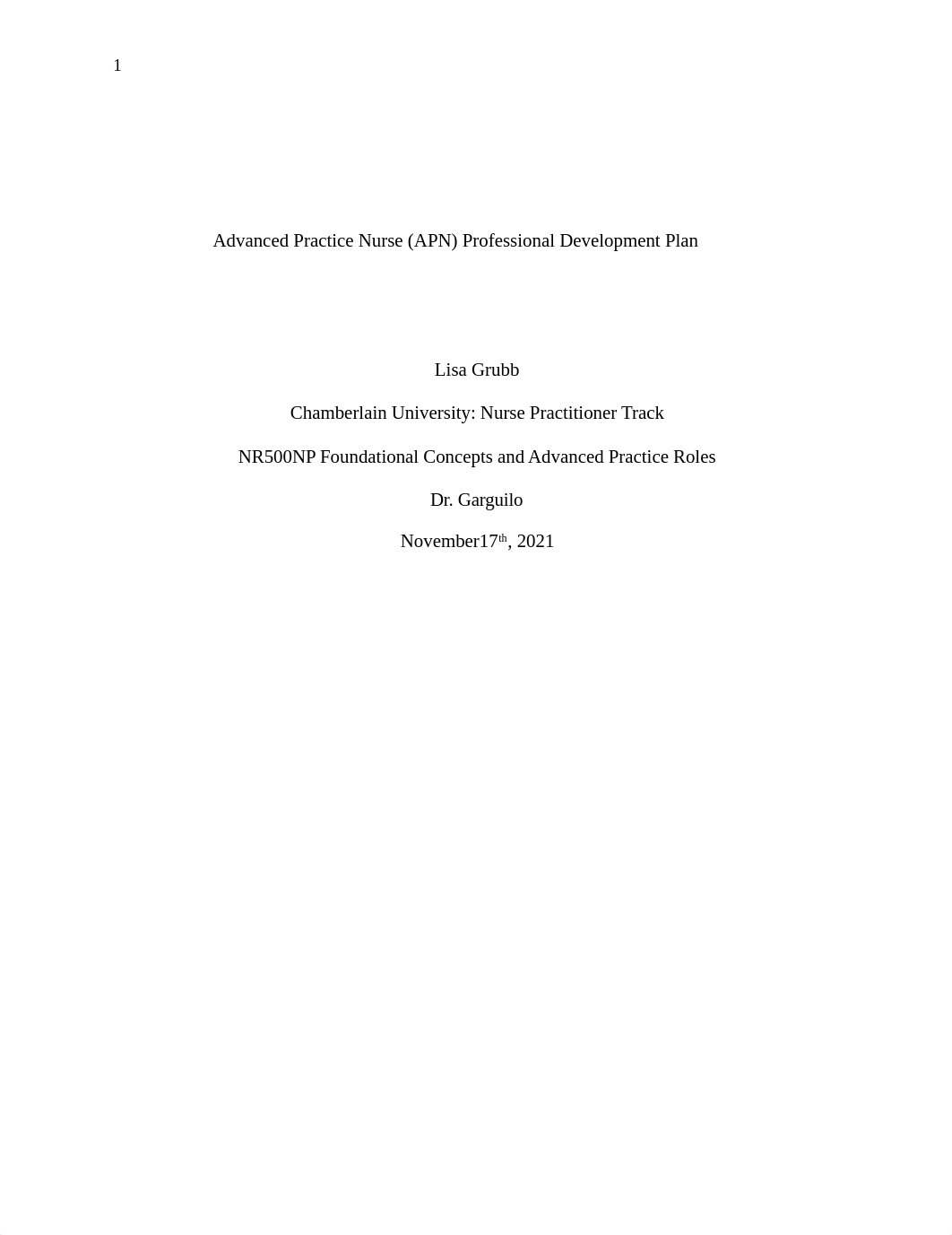 NR500NP Week 4 Advanced Practice Professional Develop plan.docx_doj44wdhqmd_page1