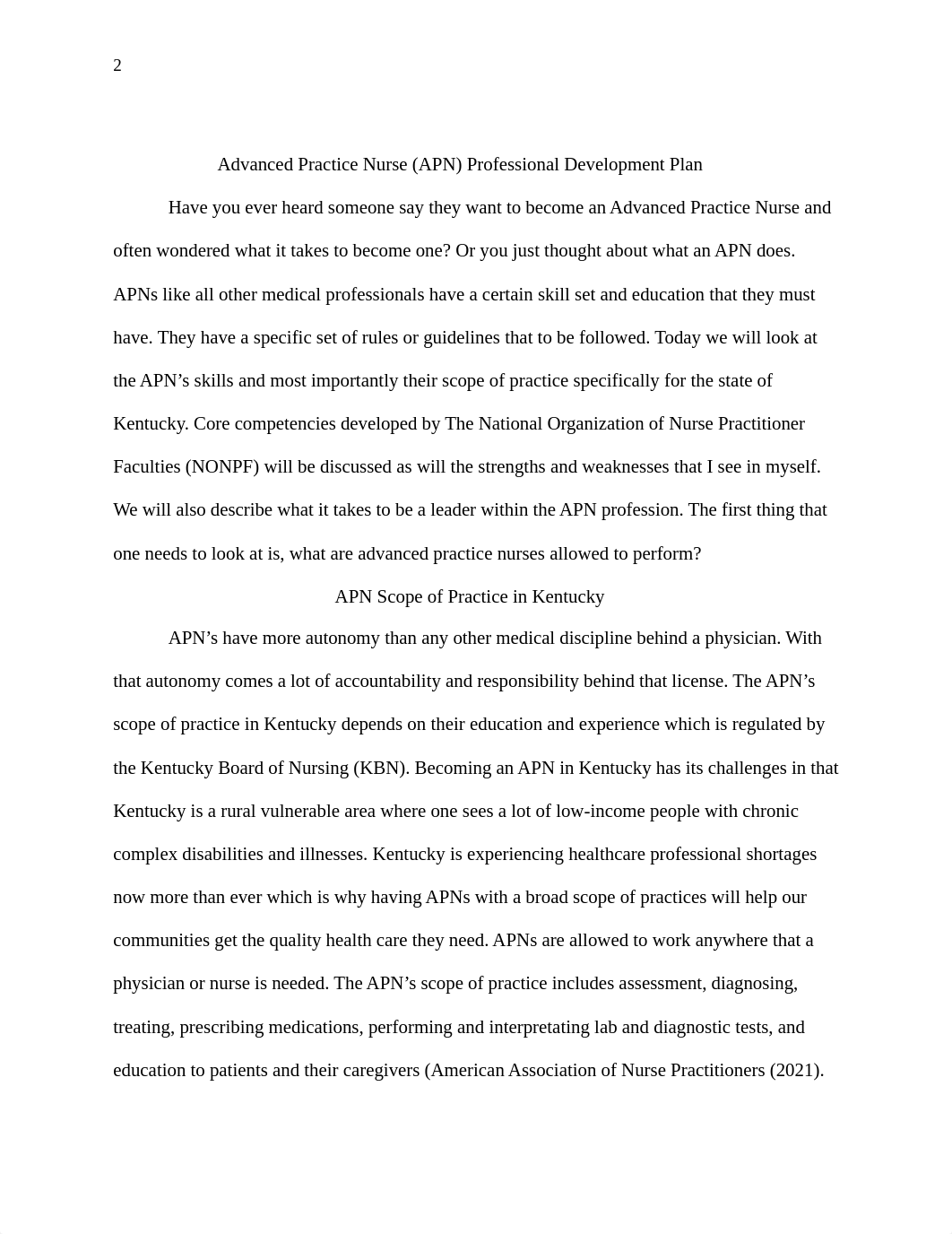 NR500NP Week 4 Advanced Practice Professional Develop plan.docx_doj44wdhqmd_page2