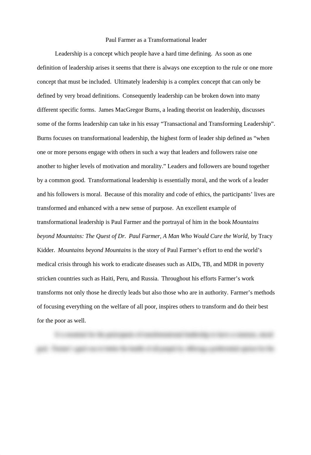 LDST 101 Paul Farmer as a Transformational leader essay_dojwyoeom2a_page1