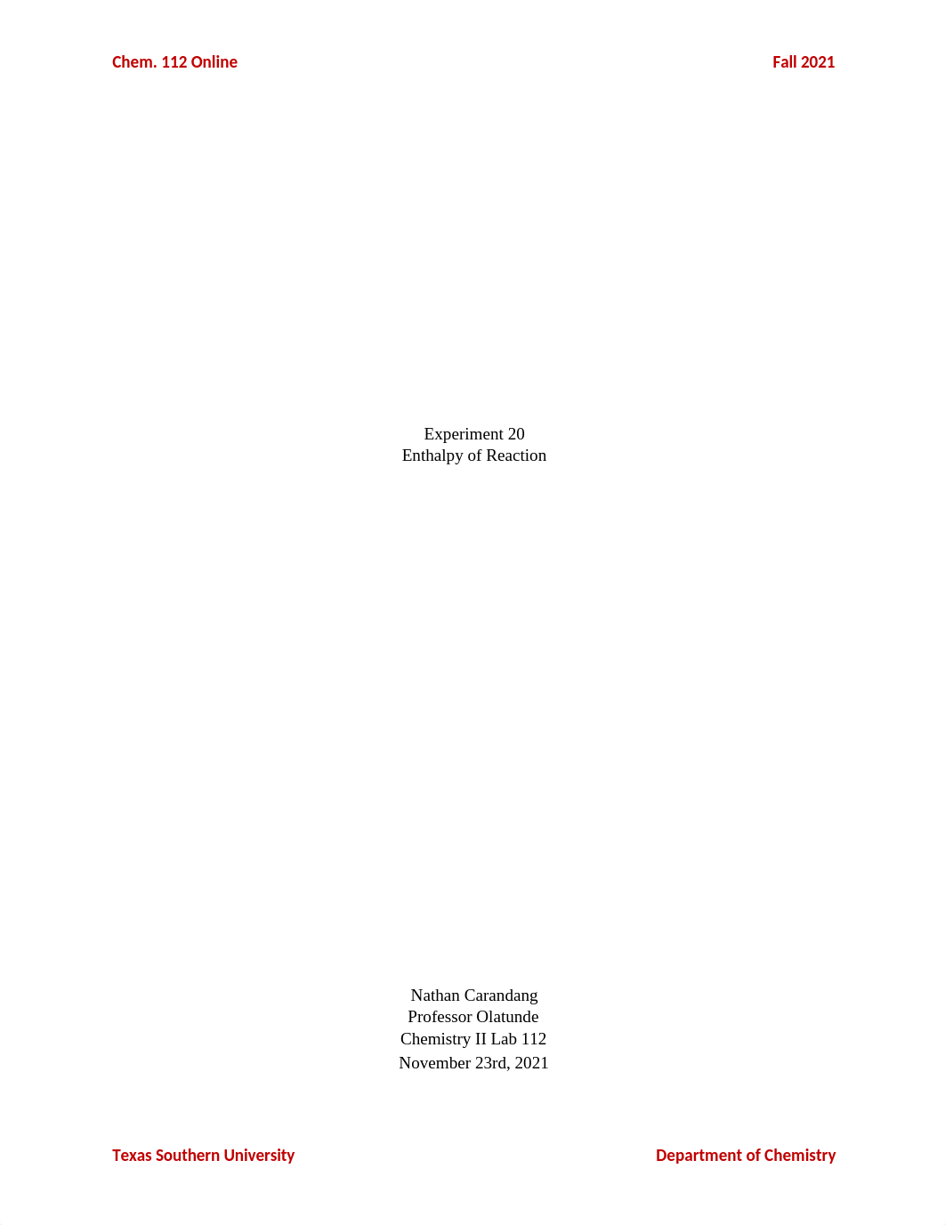 Chem 112_ Experiment 20 - Enthalpy of Reaction.docx_dojzhliu4e4_page1