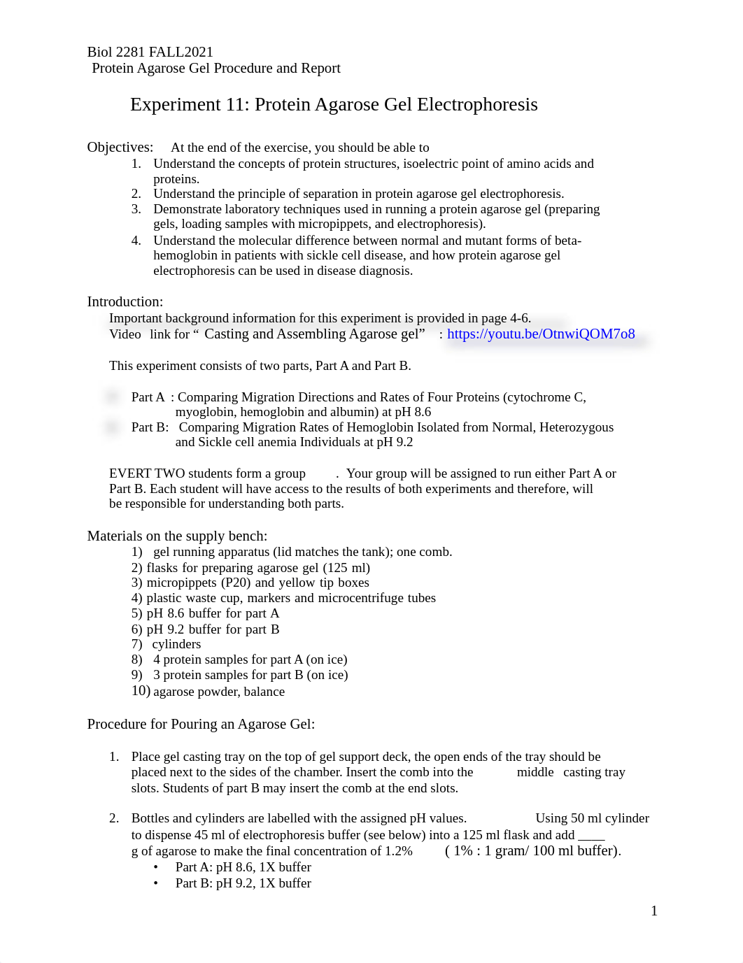 E11-Protein Agarose Gel-Procedure and Lab report-Link-Fall 21.pdf_dok019s436s_page1