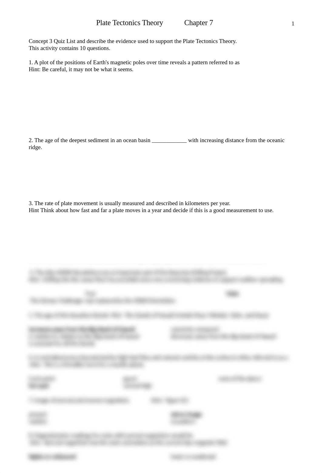 Chap 7 Concept 3 Quiz List and describe the evidence used to support the Plate Tectonics Theory.docx_dolj799bncm_page1