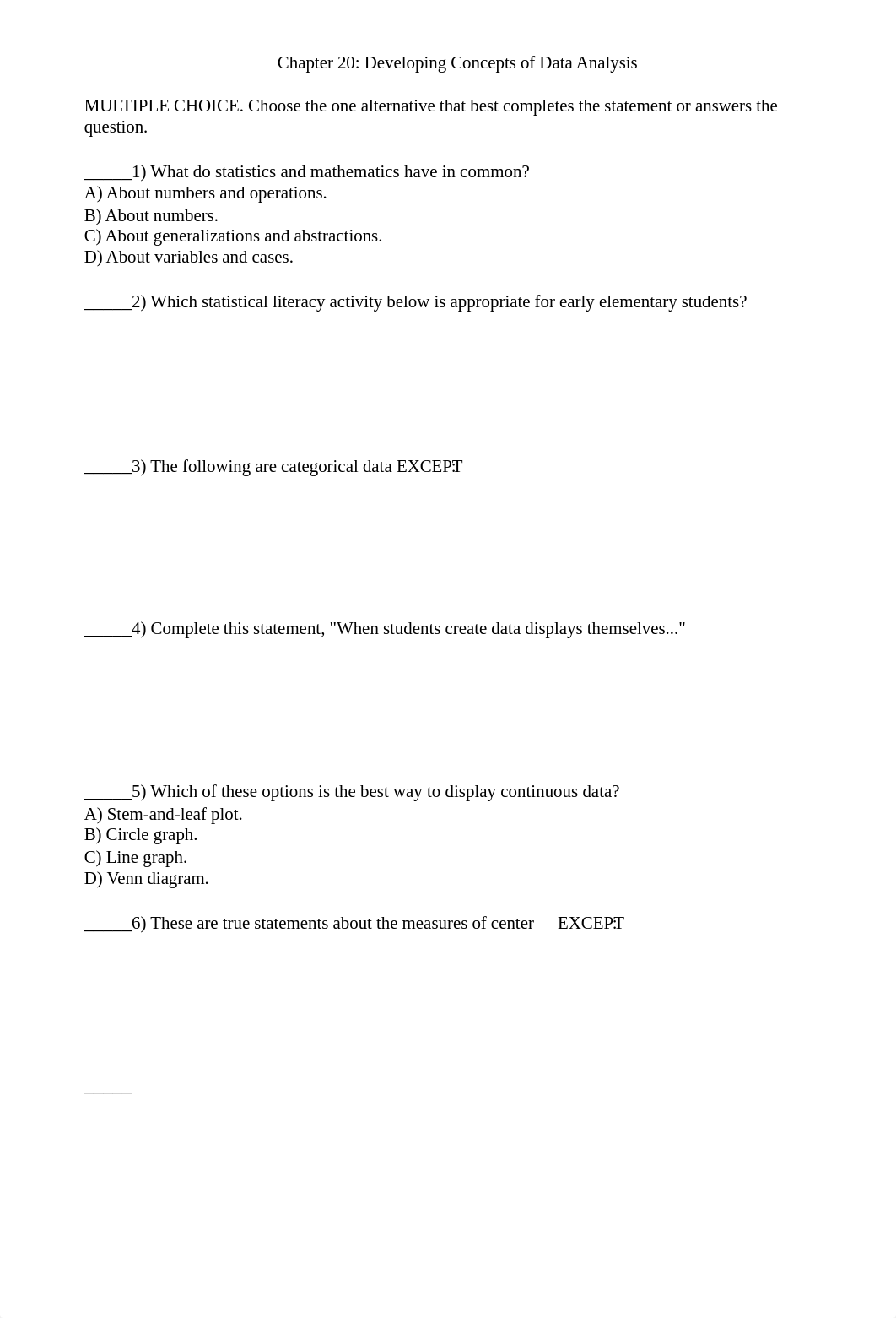 Text-Elem. & Middle Sch. Math-Teaching Developmentally-Ch 20 Quiz and KEY-Developing Concepts of Dat_domz0xxjlcc_page1