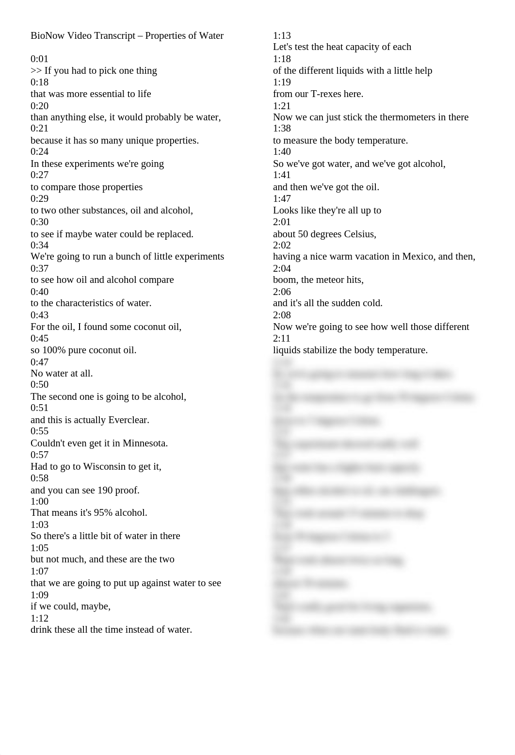 Unit 1 BioNow Video Transcript - Properties of Water.docx_don6sk5hy31_page1