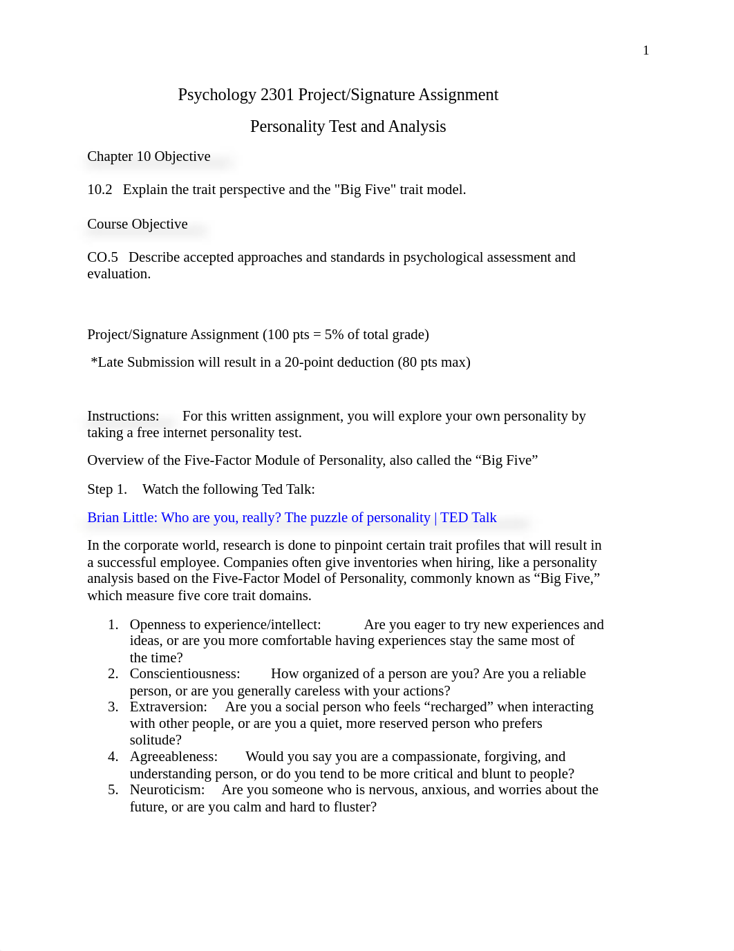 Psychology 2301 Personality Test and Analysis Signature Assignment Fall 2022- Spr 2023.docx_don8zwm0o99_page1