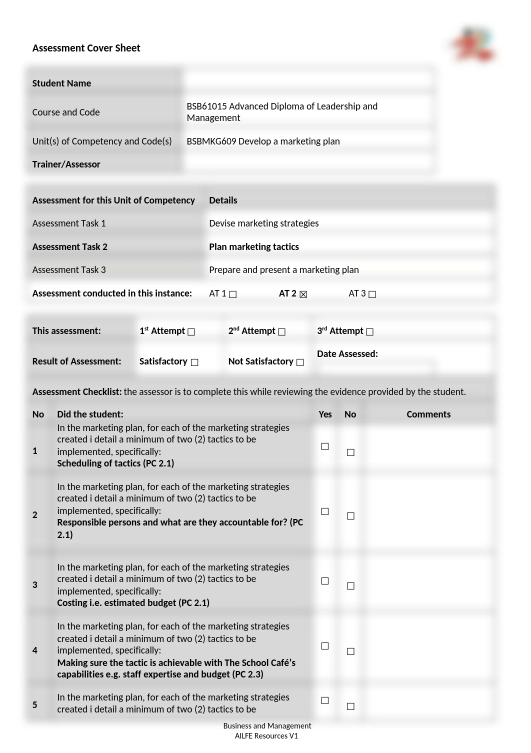 BSBMKG609 Assessment Task 2_DRAFT Marketing Plan (Vol 2)_Student Workbook Template.docx_dondamjnx2x_page1