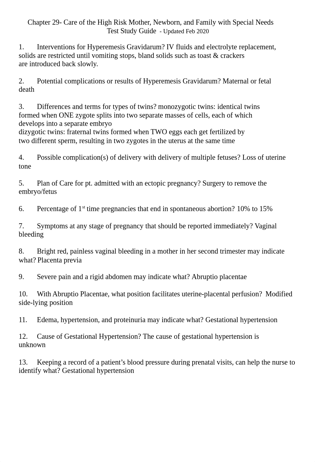 Ch 29-Care of the High Risk Mother, Newborn, and Family Test Study Guide- Feb, 2020.pdf_donmzz3u86u_page1