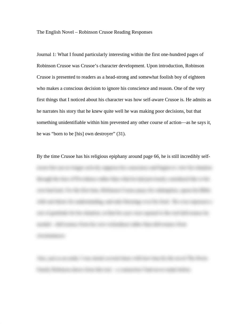 The English Novel - Robinson Crusoe Reading Response 1_doo2ayugs3b_page1