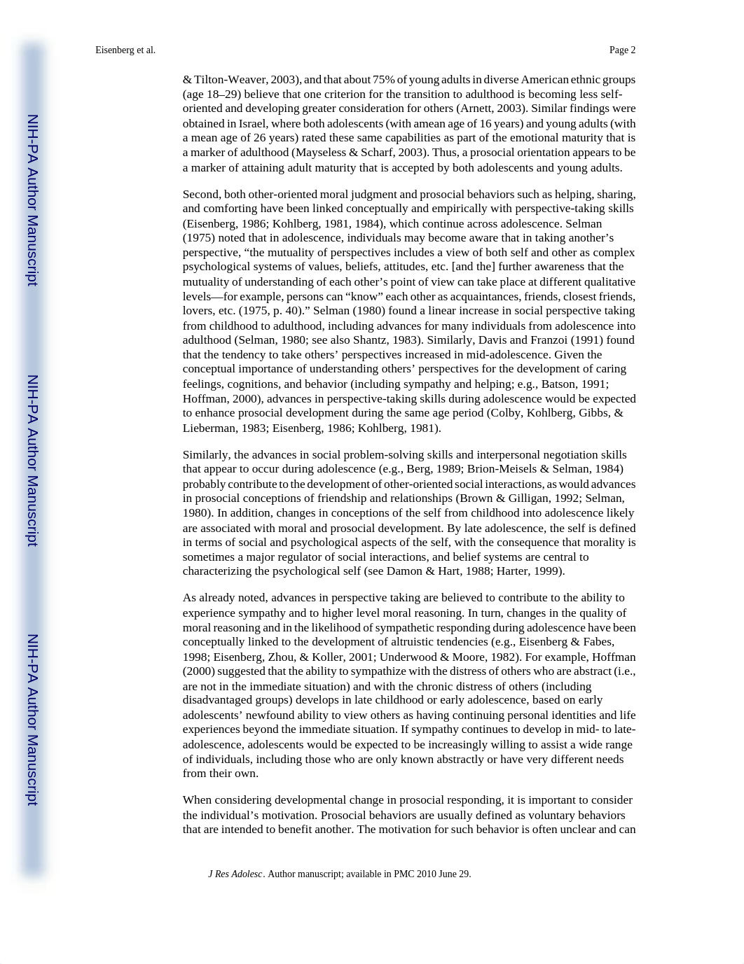 Age changes in prosocial responding and moral resoning in adolescence and early childhood. Eisenberg_dooiwubb4lw_page2