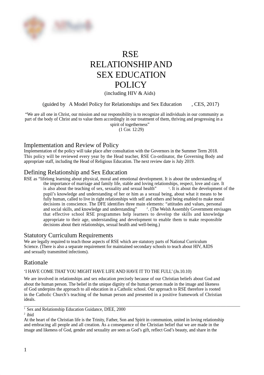 RSE
RELATIONSHIP AND
SEX EDUCATION
POLICY
(including HIV & Aids)
(guid_dooz3qkpkwj_page1