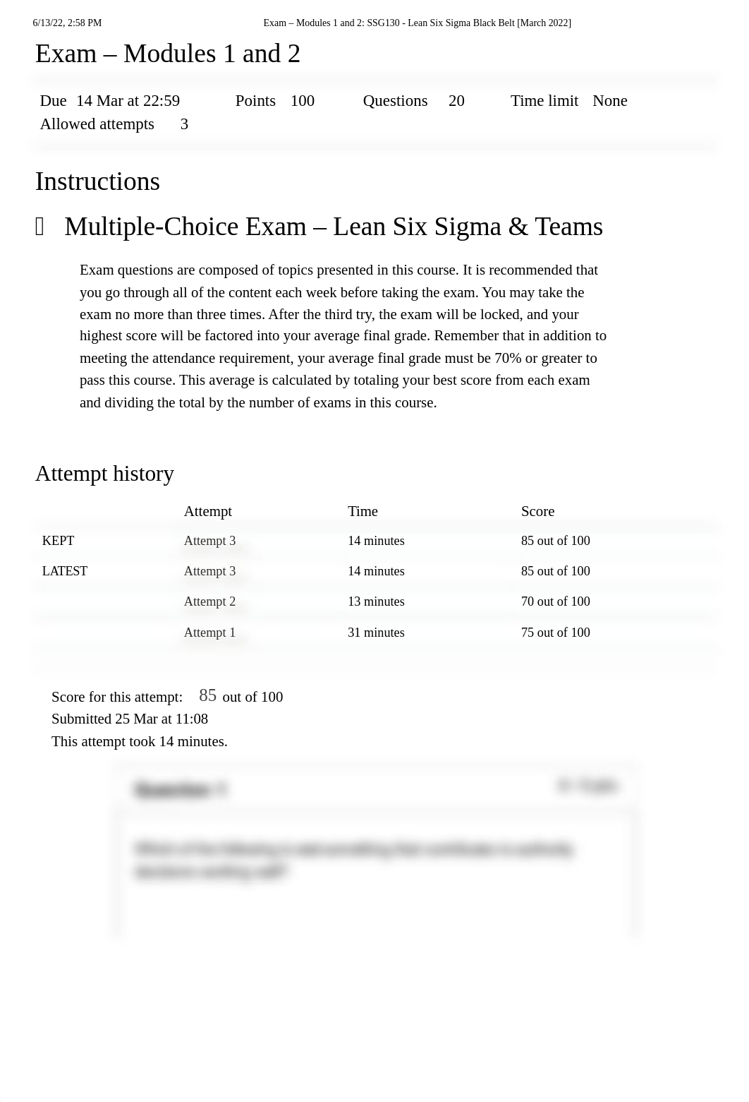 Exam - Modules 1 and 2_ SSG130 - Lean Six Sigma Black Belt [March 2022].pdf_dop741mqc3a_page1