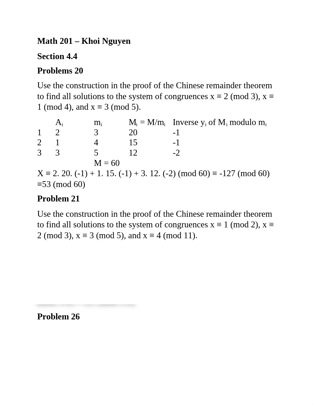 Math 201 - Homework 32 - Chinese Remainder Theorem_dophrstg3gt_page1