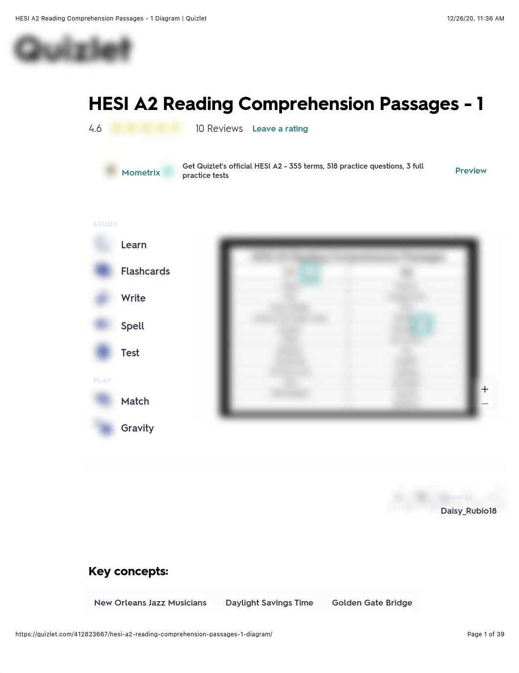 HESI A2 Reading Comprehension Passages - 1 Diagram | Quizlet.pdf_dopla2vg4ww_page1